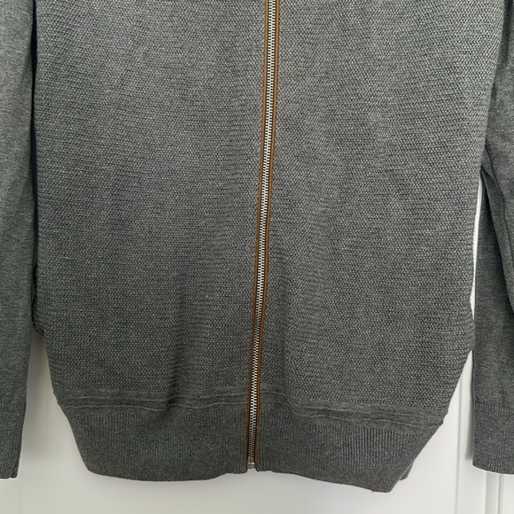 4/$25 Zara Men’s Gray Sweater with Zip Up & Pockets 100% Fine Cotton Sz M - Picture 4 of 6